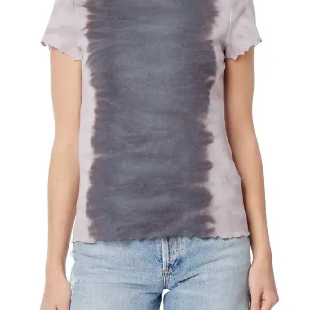 C&C California Gray Tie-Dye Short Sleeve Women's Top